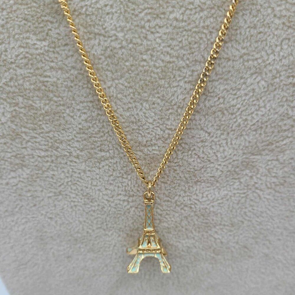 J Crew Gold Tone Eifel Tower 3D Pendant Gold Tone Necklace NWOT!